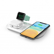 Зарядная станция Deppa 3 в 1: iPhone, Apple Watch, Airpods, беспроводная, 17,5 Вт