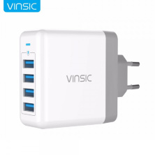 Сетевое зарядное устройство Vinsic 4 Ports USB Smart Charge 40W, для Samsung iPhone X 8 8 Plus Xiaomi Huawei iPad iPod MP3, VSCW404 (Белый цвет)