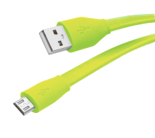 Кабель USB 2.0 - microUSB, 1м, 2.1A, зеленый, плоский, Partner