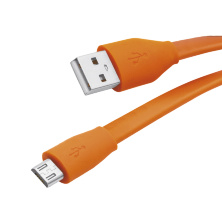 Кабель USB 2.0 - microUSB, 1м, 2.1A, оранжевый, плоский, Partner