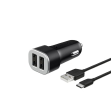Автомобильное зарядное устройство Deppa АЗУ 2 USB 2.4А, дата-кабель Type-C
