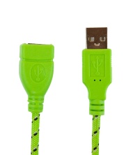 Кабель USB 2.0 3м (А-А) удлинитель m/f, зеленая оплетка, Partner