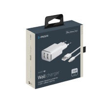 Сетевое зарядное устройство Deppa 2 USB 2.4А, дата-кабель 8-pin Lightning, MFI (11383)