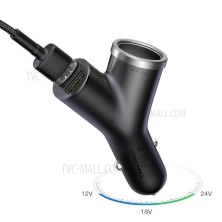 Автомобильное зарядное устройство Baseus Y type dual USB+cigarette lighter extended car charger black (CALL-YX01)