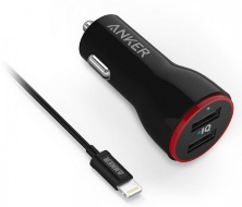 Anker PowerDrive 2 & Lightning Cable (B2310011) - автомобильное зарядное устройство для iPhone/iPad (Black/Red)