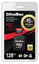 Карта памяти OltraMax PREMIUM microSDXC UHS-I 128 Гб UHS-3 95MB/s + SD adapter